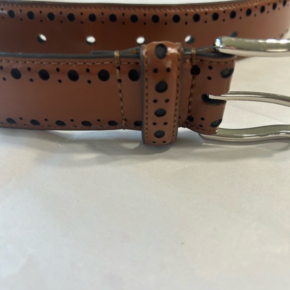 Cole Haan Brown Leather Belt with Classic Metal Buckle - Picture 11 of 16